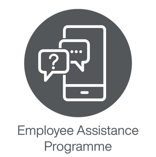 Icon with speech bubbles and a phone representing flexible working as a benefit