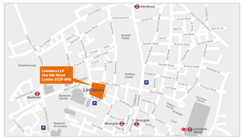 Map with the location of Linklaters LLP office