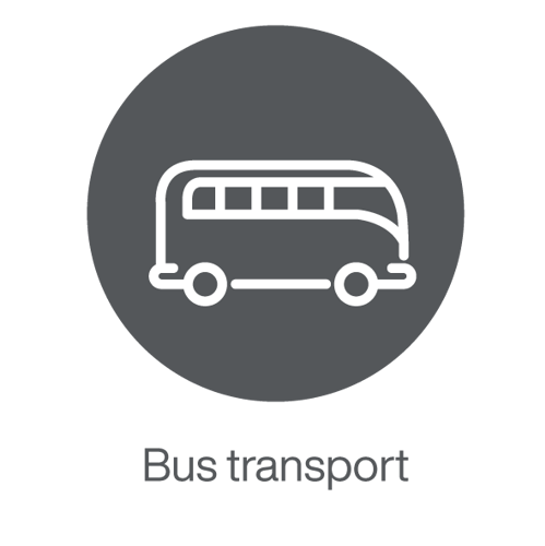 Icon with a bus on it representing bus transport as a benefit