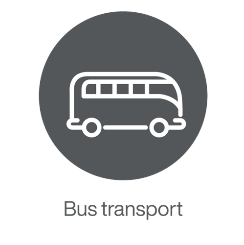Icon with a bus on it representing bus transport as a benefit