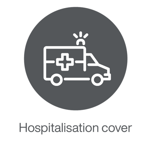Icon with an ambulance car representing hospitalisation cover